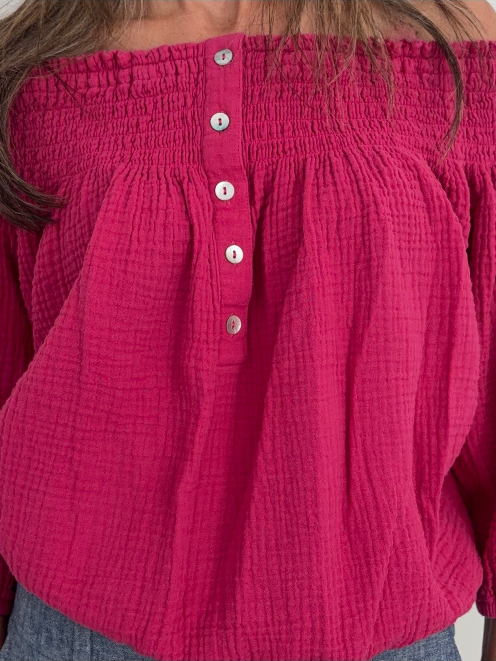 Off-Shoulder Pink Peasant Top